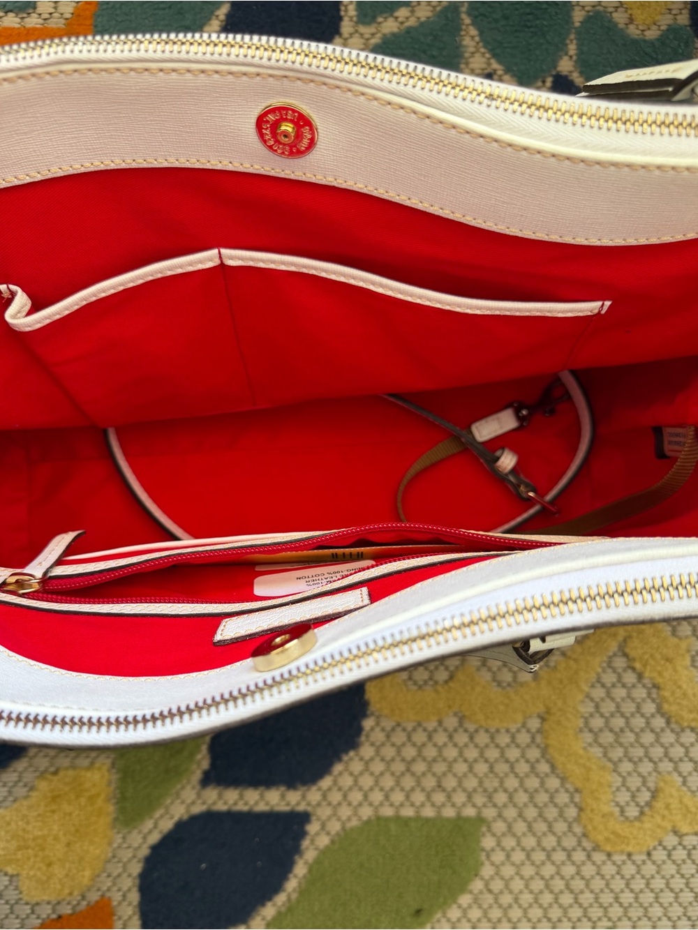 Dooney & Bourke White Saffiano Satchel with Gold Hardware - Picture 6 of 8